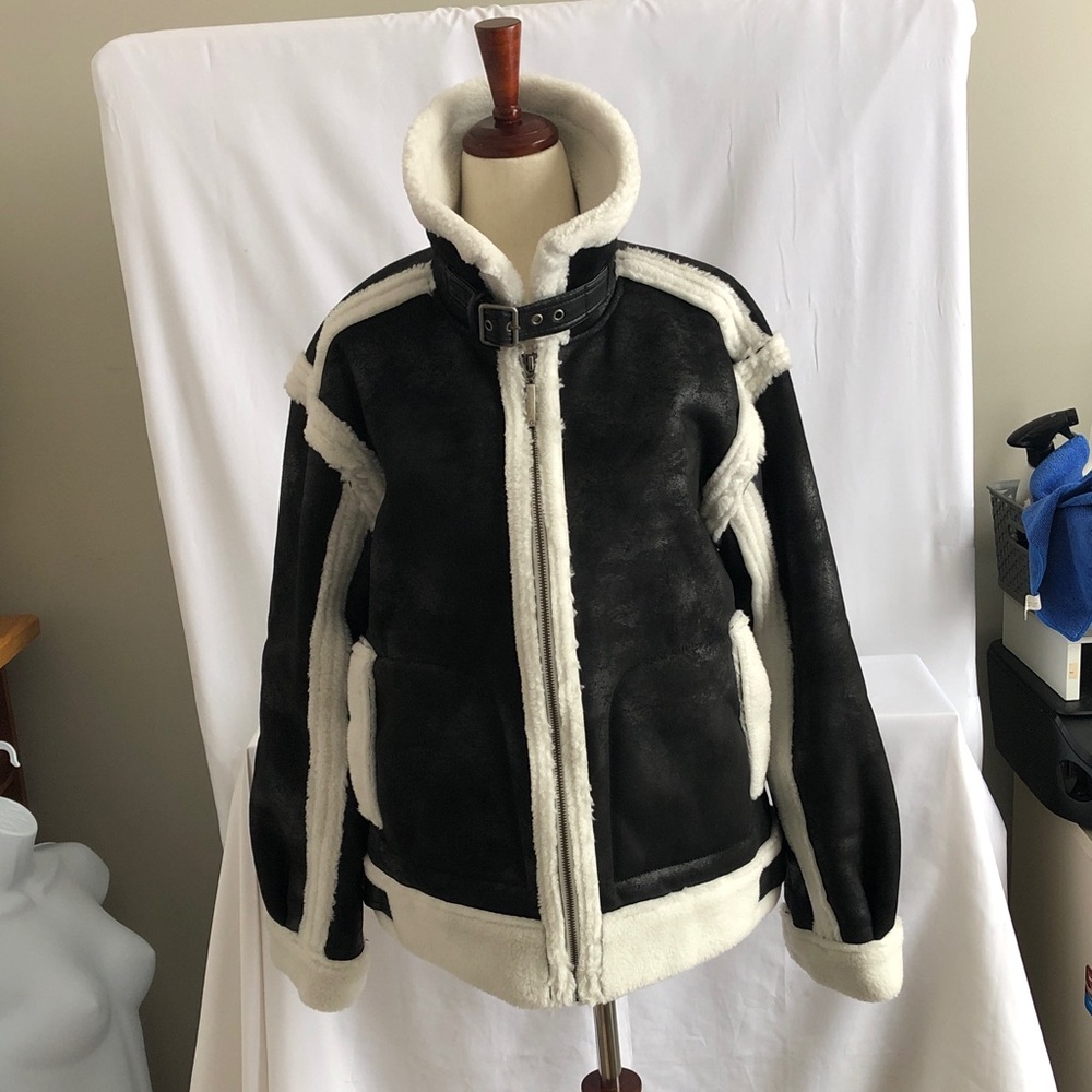 G by Giuliana Black and White Leather Jacket NWOT